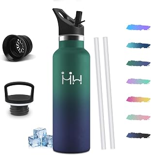 Thermosflasche, 750ml 18/8 Edelstahl, Trinkflasche mit Strohhalm, Doppelwandige Vakuumisolierung, Wasserflasche, BPA-frei Auslaufsicher, Thermoskanne