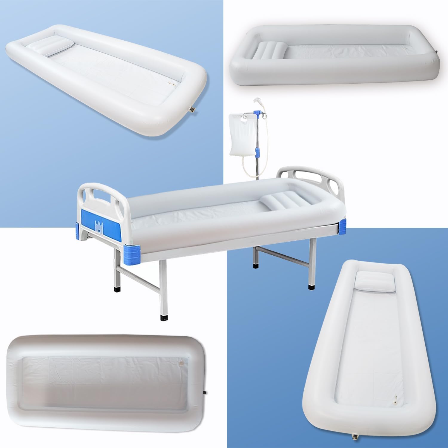 Medical Inflatable Bathtub,Bed Bath,Medical PVC Bedside Shower bathtubKit,Bed Shower for Patients with Reduced Mobility,Bedside Water Bag+Electric air Pump+Medical Inflatable Shampoo Basin