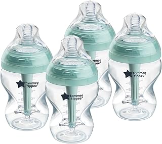 Tommee Tippee Advanced Anti-Colic 9oz Baby Bottles, Newborn 0M+ Slow Flow Breast-Like Nipples, BPA-Free Leakproof Pack of 4