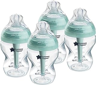 Advanced Anti-Colic 9 Oz BPA Free Baby Bottles, Newborn 0+ Months, Slow Flow Breast-Like Nipple, Unique Design Keeps Air Away from Milk and Baby, Clear, Pack of 4