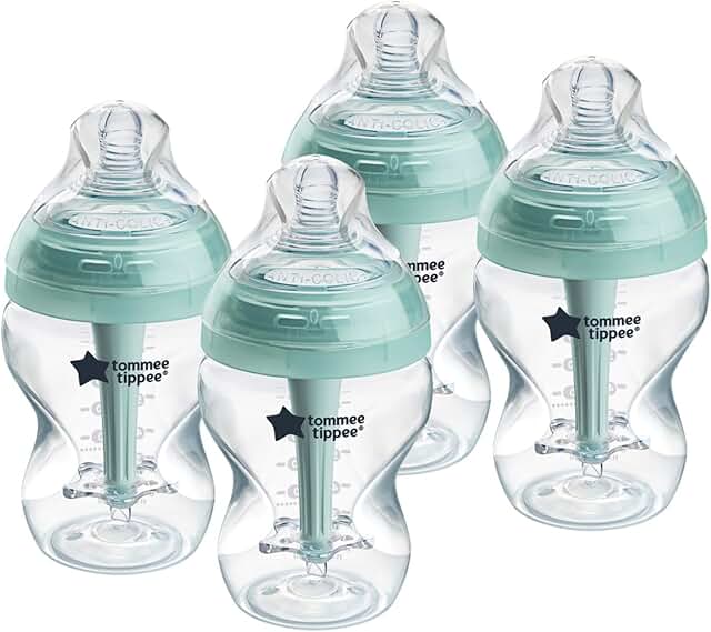 Tommee Tippee Advanced Anti-Colic Baby Bottles (9oz, 4-Pack) – Breast-Like Nipple & Air Venting System