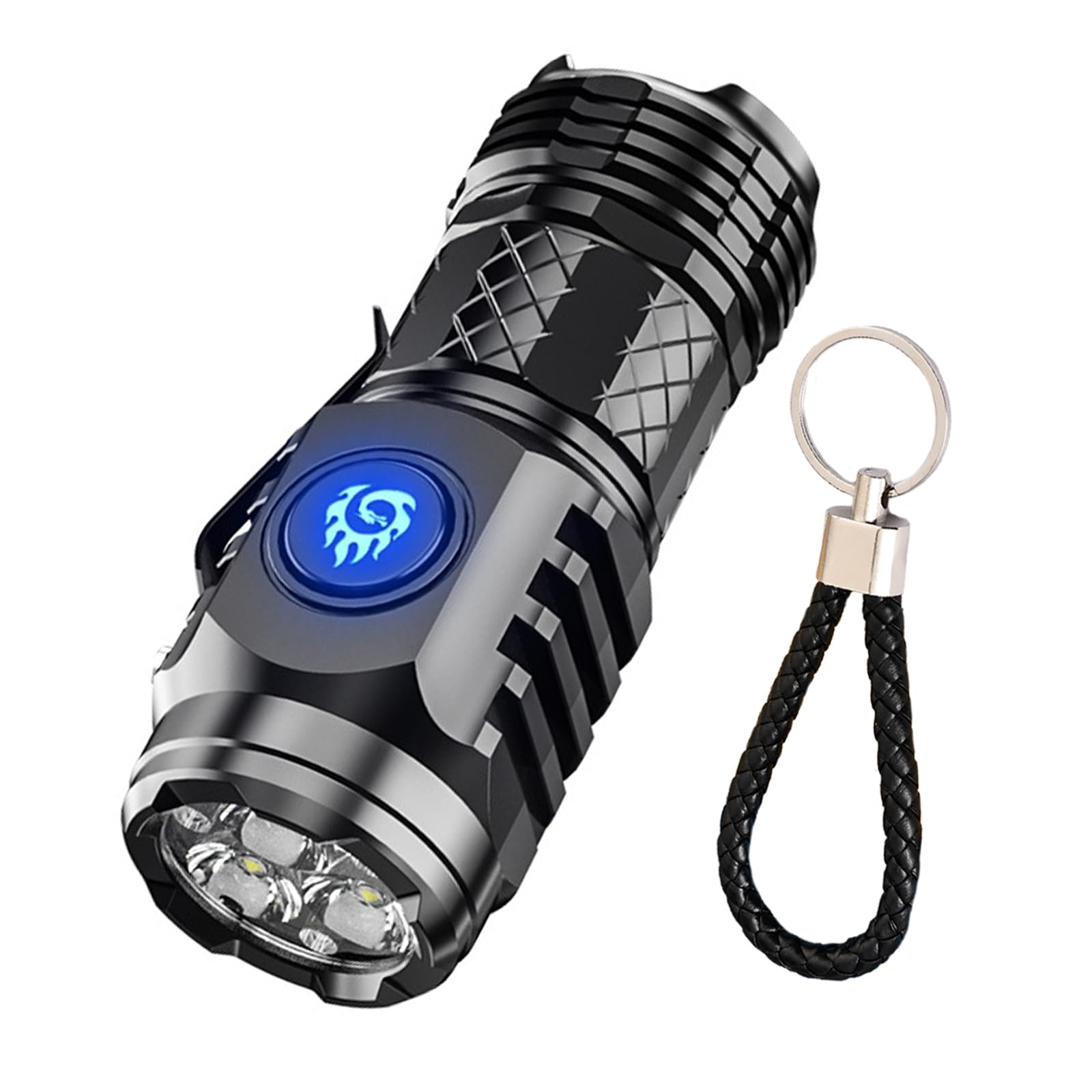 OADAA Three-Eyed Monster Mini Flashlight, Three Eyed Monster Flash Light, Three-Eyed Monster Mini Flash Super Power Flashlight, Three Eyed Mini FlashLight-1Pc Black+1Pc Keychain