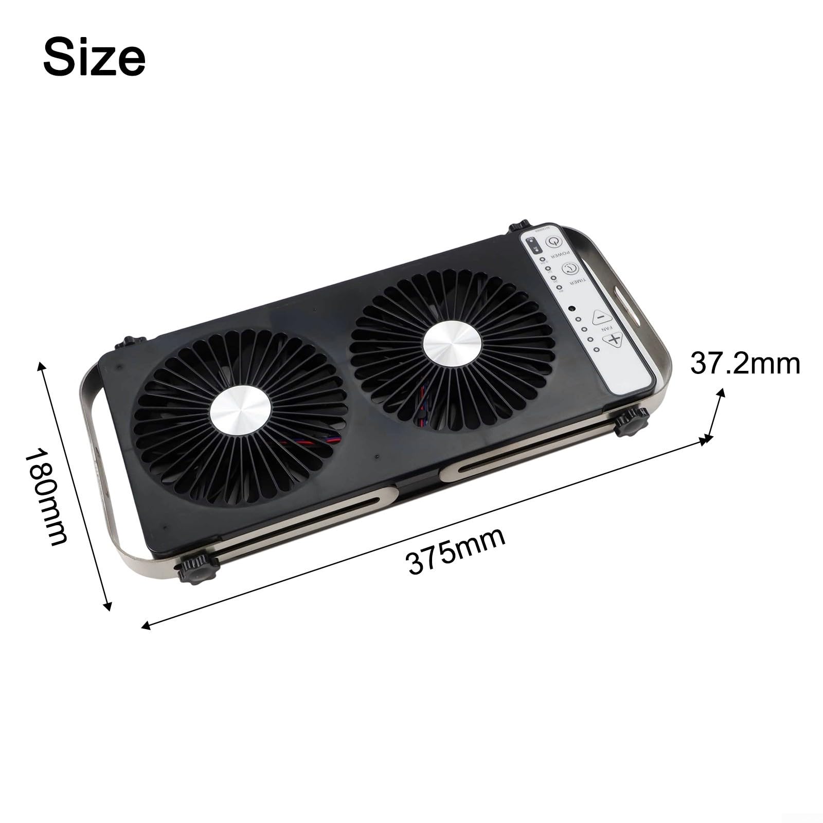 Ventilatore per lucernario, 12 V CC, 4 velocità, estensibile 37,5-58,9 cm, ventola di raffreddamento per roulotte e camper, bianco (nero)