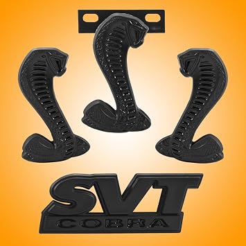 Two-Tone Black Trunk/Grille/Fender Emblems 4 pc Set Made for Mustang Cobra SVT 1994-2004