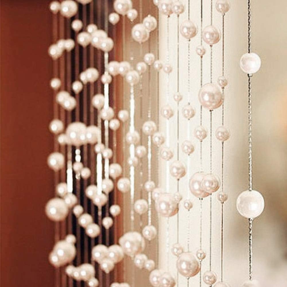 OKUOKA Curtains Bead Curtain Nordic Decoration Tassel Half Pearl Curtain, A Variety of Styles Sizes Customizable (Color : White, Size : 90x120cm)