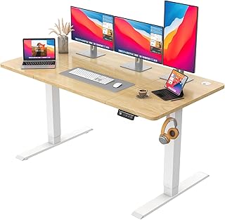 JUMMICO HöHenverstellbarer Schreibtisch Standing Desk Elektrischer Schreibtisch Höhenverstellbar mit Memory-Funktion 180 x 80 cm,Beige