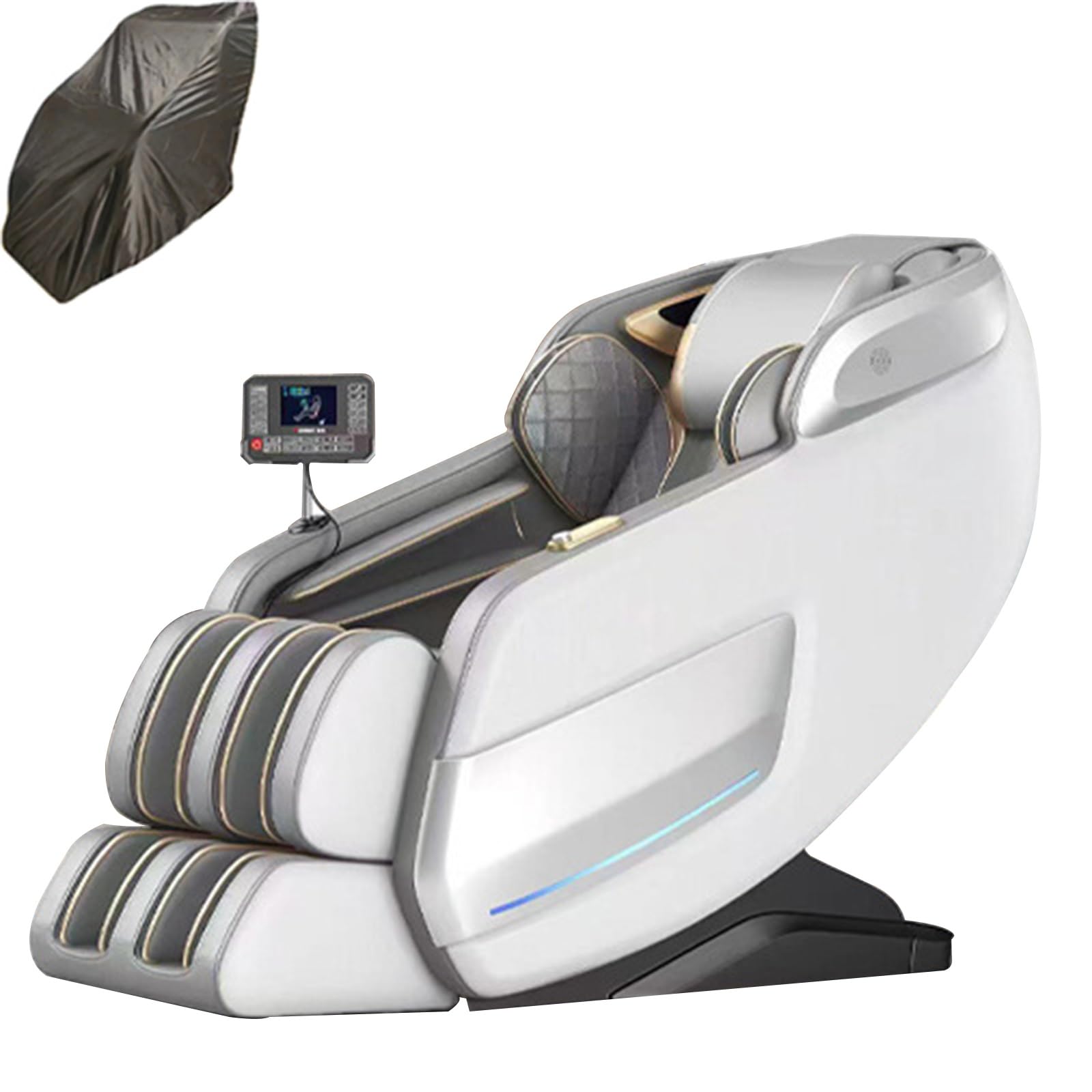 4D Sedia Massaggio Schiena,Elettrico Intelligente Massaggio Recliner SL Traccia Corpo Verticale Sedia Bluetooth Per Anziani Pendolari(White)