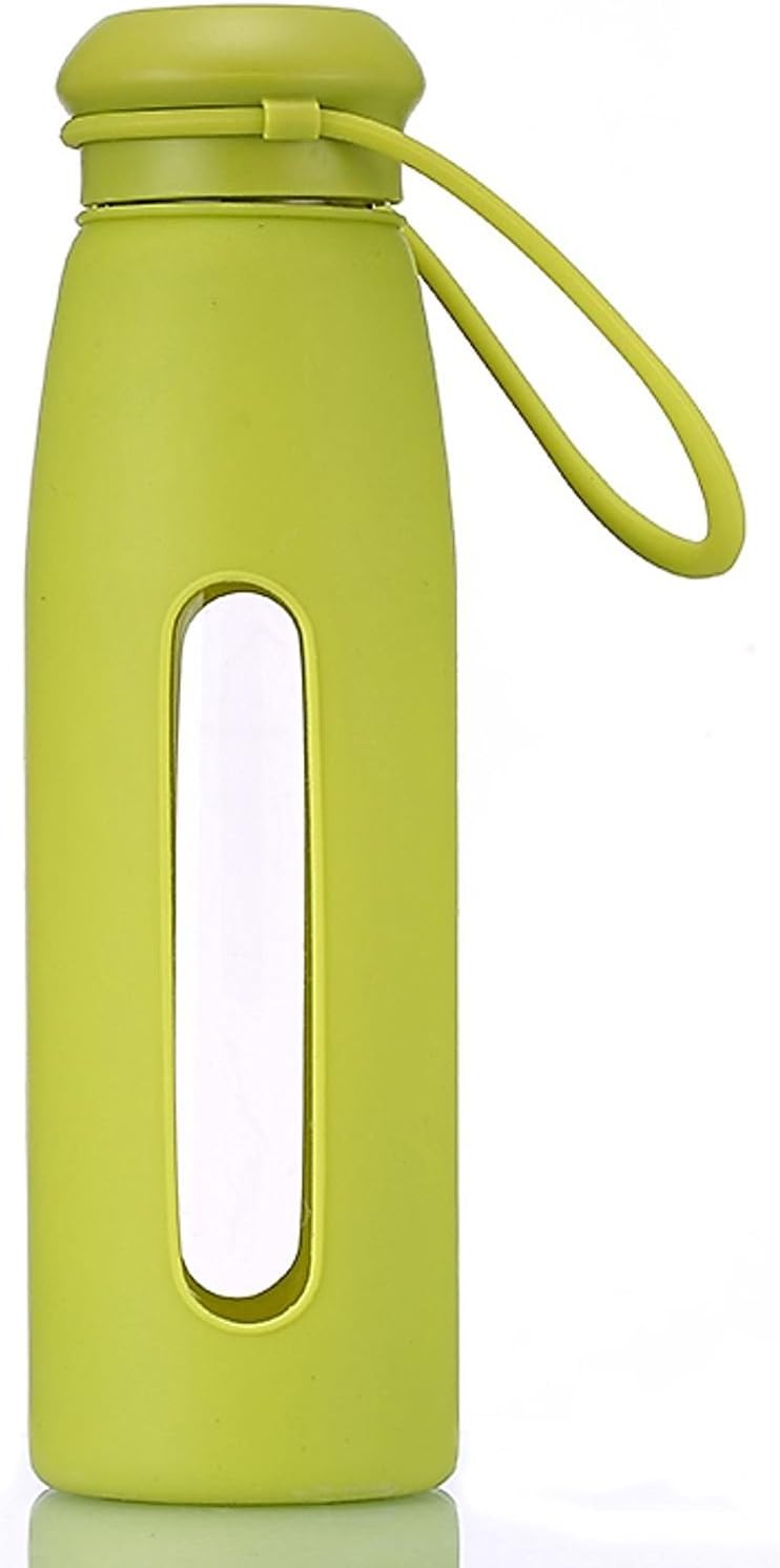 17 Oz Sport Glass Water Bottle with Silicone Sleeve Eco