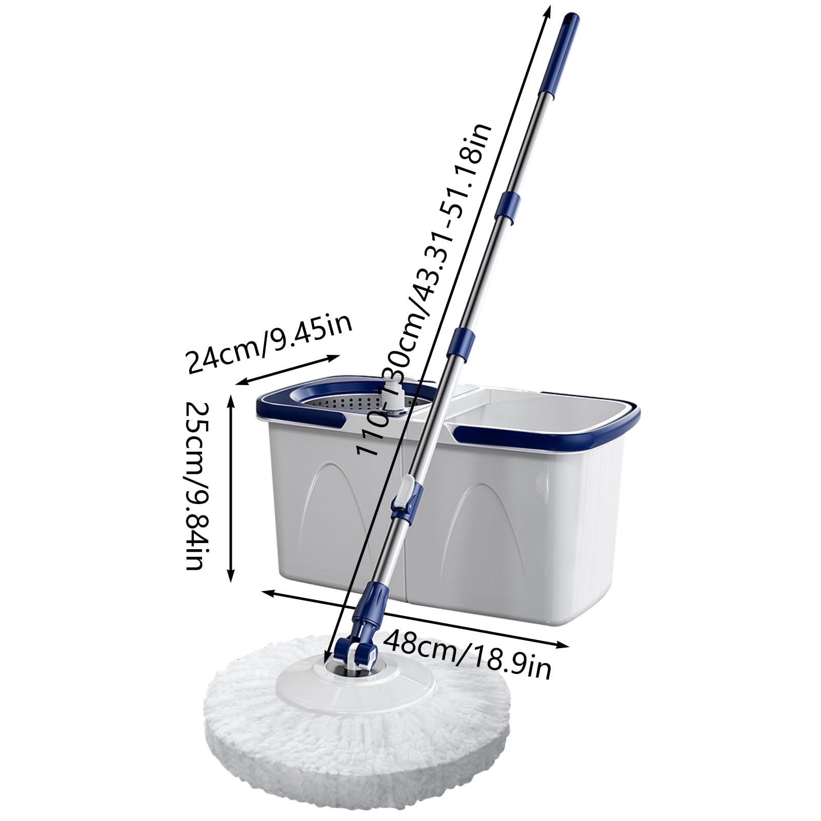 Mop Und Eimer -Set Mit Wringer, Mop Und Eimer Mit Wringer -Set,Abnehmbarer Spinner Rotierendes 18,9x9.84x9,45 Zoll| Nass Trockenes Bodenreinigungssystem, Weltsparende Wandreiniger Für Bür