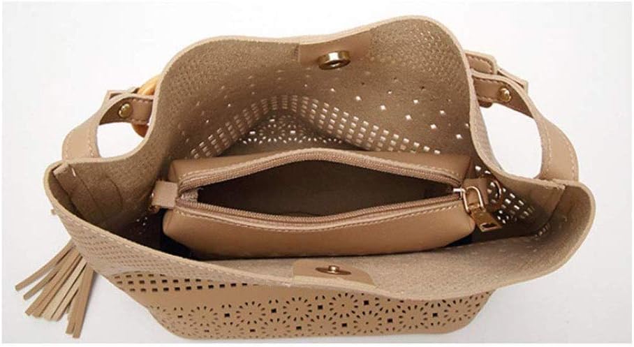 Handbag， bag，Women's Handbag Retro Hollow Tassel Shoulder Bag Simple Casual Crossbody Large Capacity Ladies Bucket Party Work