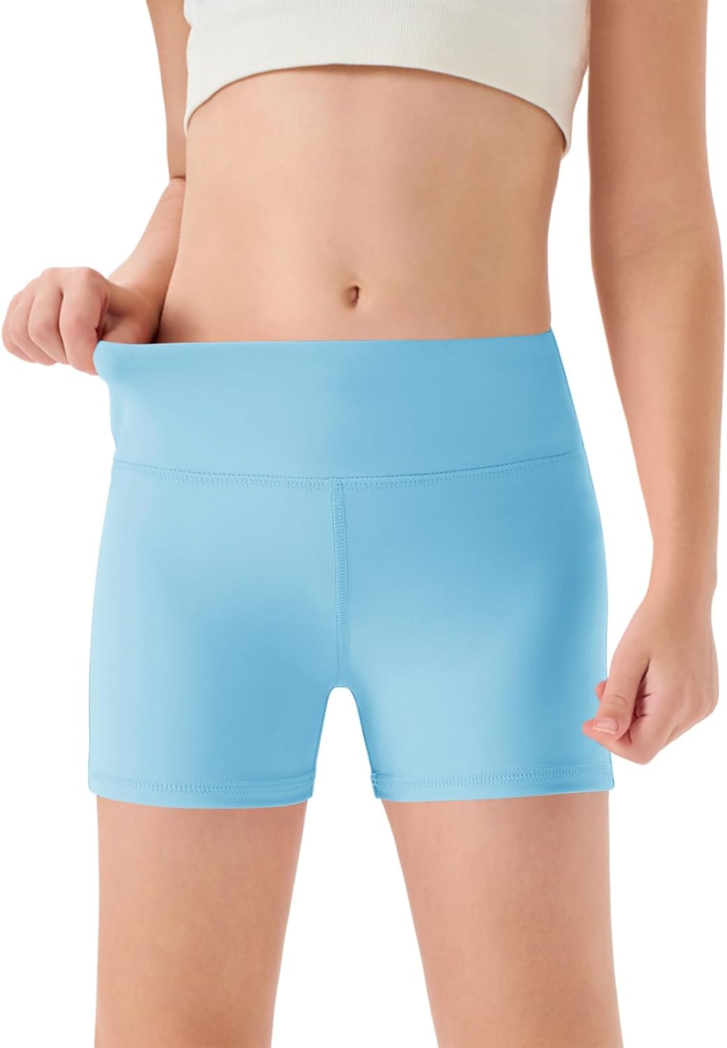 Haloumoning Girls Athletic Shorts Kids High Waisted Yoga Dance Biker Shorts Comfy Gymnastics Shorts 5-14Y