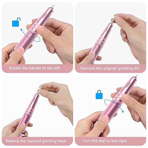 Miniatura 3 de Foxzone Taladro eléctrico de uñas  35000 rpm ajustable para uñas profesionales potentes y silenciosos, con pantalla visible para uñas de gel