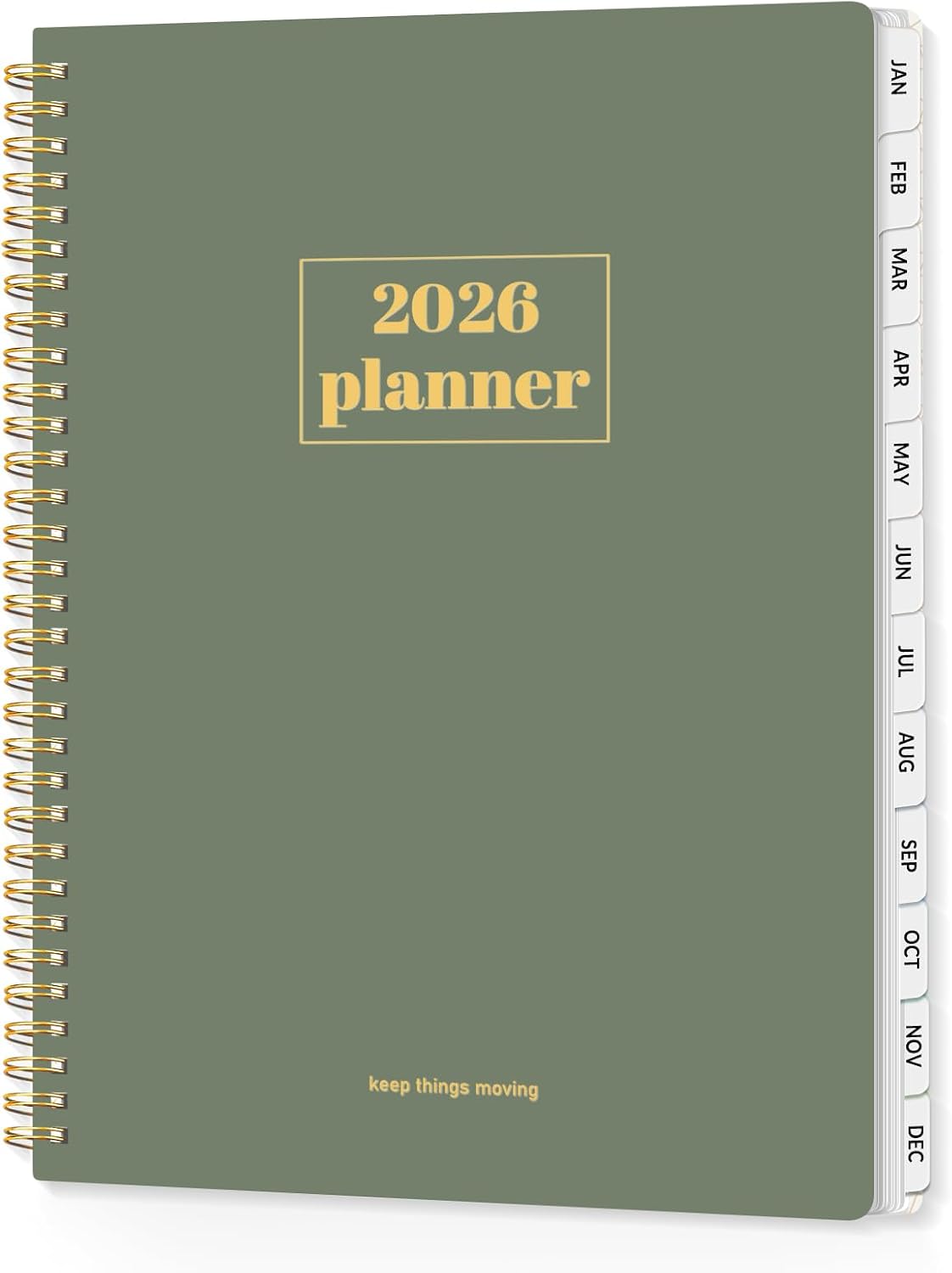 SUNEE 2026 Planner, Weekly and Monthly Calendar Planner, January 2026-December 2026, Daily Agenda with Tabs, Note Pages, Spiral Binding, 8.5"x11", Sage Green