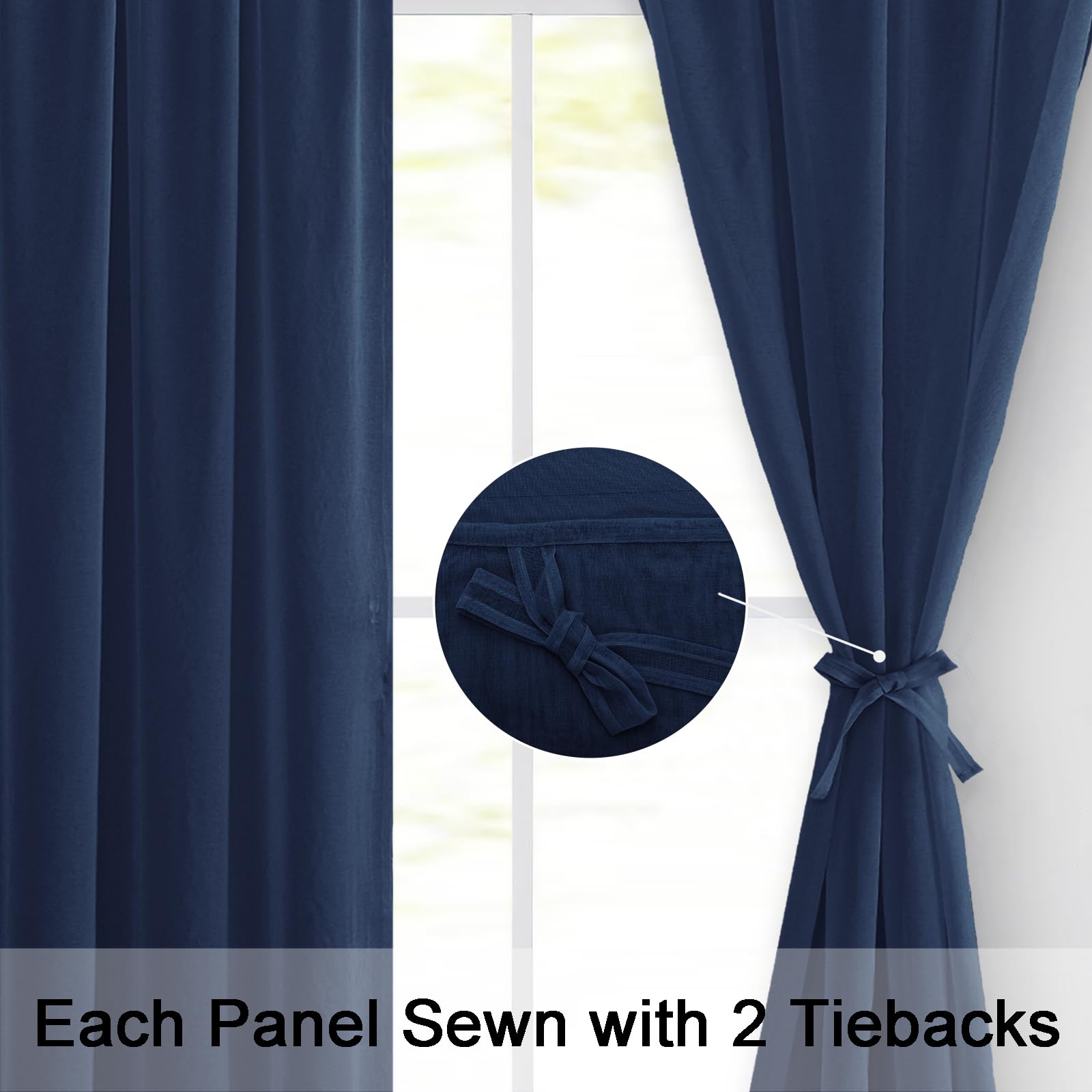 Hiasan Blue Curtains for Living Room Blue Voile Curtain Net Curtains for Window Curtain for Bedroom With Tiebacks 55 X 72 Inch drop 2 Panels Rod Pocket Top - Image 2