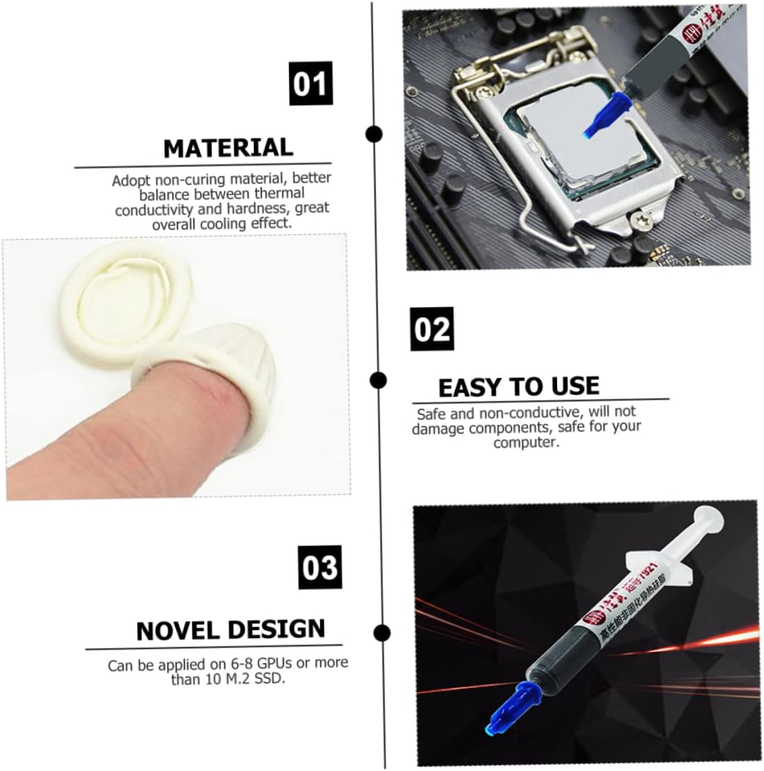 SHOWERORO 1Set Thermal Paste CPU GPU Heat Sink Grease Kit Non Conductive High Thermal Conductivity Includes Tube of Paste Spatula for Cooling