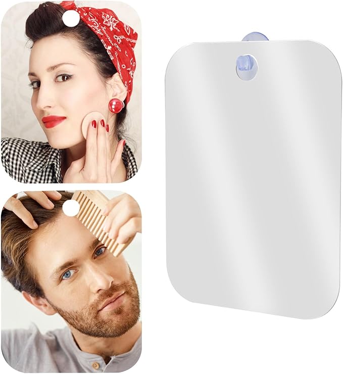 2PCS Shatterproof Shower Mirrors Portable Fogless for Shaving