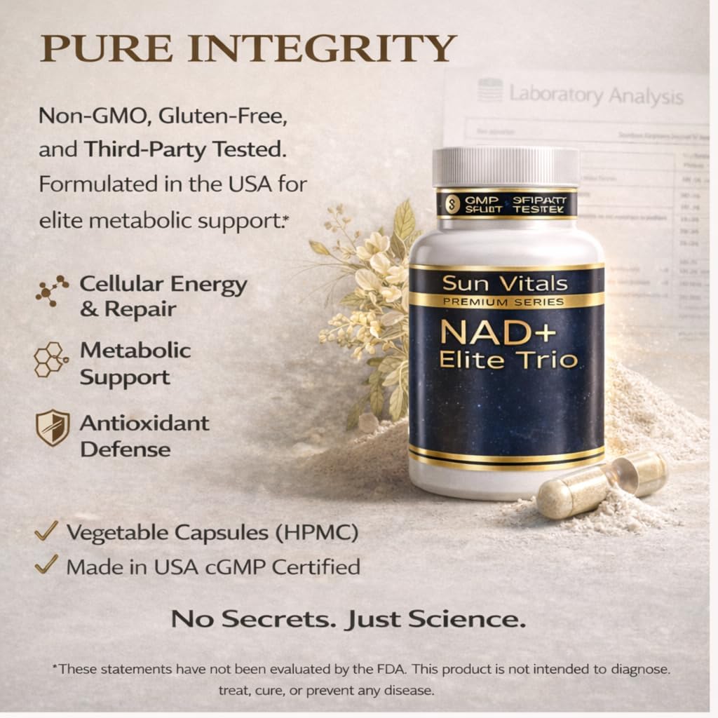 Natural NAD+ Supplement 500 mg with Resveratrol & Quercetin | Cellular Energy & Healthy Aging Support for Women | Non-Stimulant | GMP-Certified | 3rd Party Tested | 60 Vegan Capsules | Made in USA