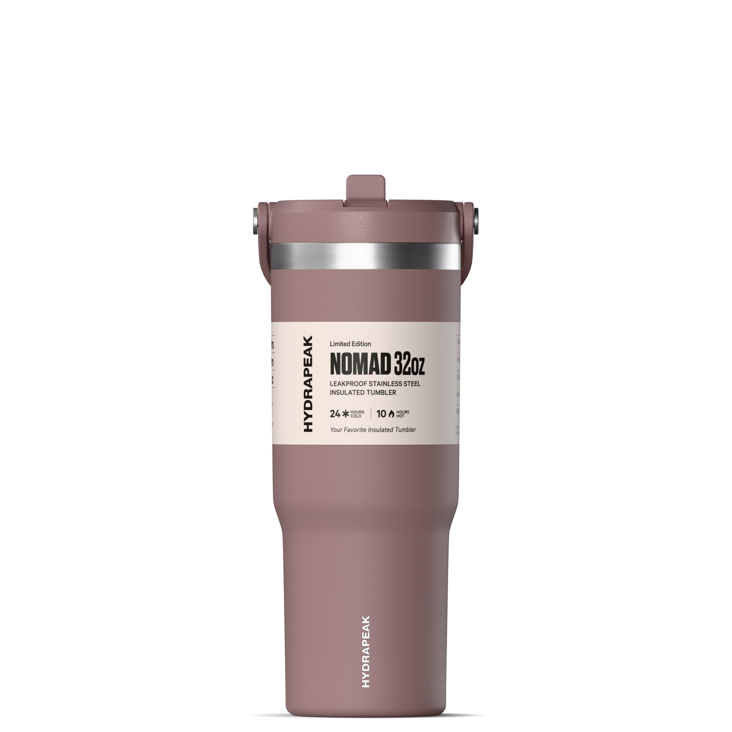 Hydrapeak Nomad 32 oz Stainless Steel Insulated Travel Tumbler with Handle and Straw Lid, Leak Proof, Cup Holder Friendly, Back to School, College Dorm and Hydration