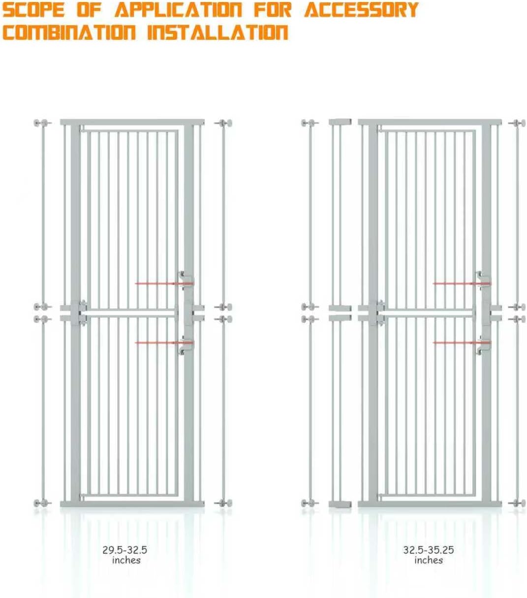74.8" Extra Tall Pet Gate for Cat, 29.5"-35.25" Extra Wide Cat Gate with 8 Pressure Bolts, NO Drilling Pressure Mounted Tall Dog Gate Indoor, (White)