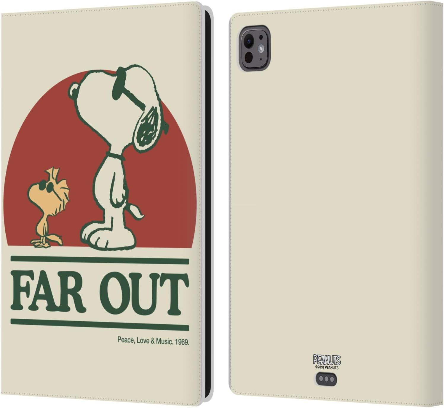 Head Case Designs Officially Licensed Peanuts Snoopy Peace Love Music Woodstock 50th Leather Wallet Case Compatible with Apple iPad 10.2 2019/2020/2021