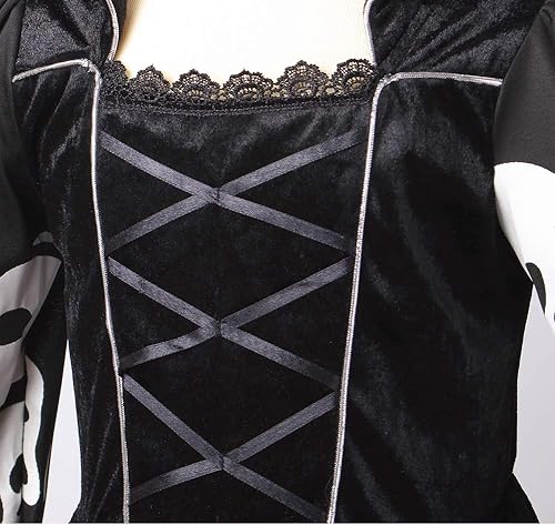 Miniatura 4 de yolsun Disfraz de bruja fantasma de esqueleto para niñas, brilla en la oscuridad, disfraz temible de Halloween