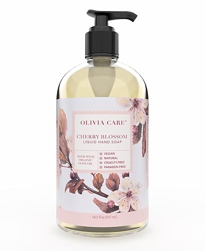 Olivia Care Jabón líquido para manos, flor de cerezo, 18.5 onzas líquidas