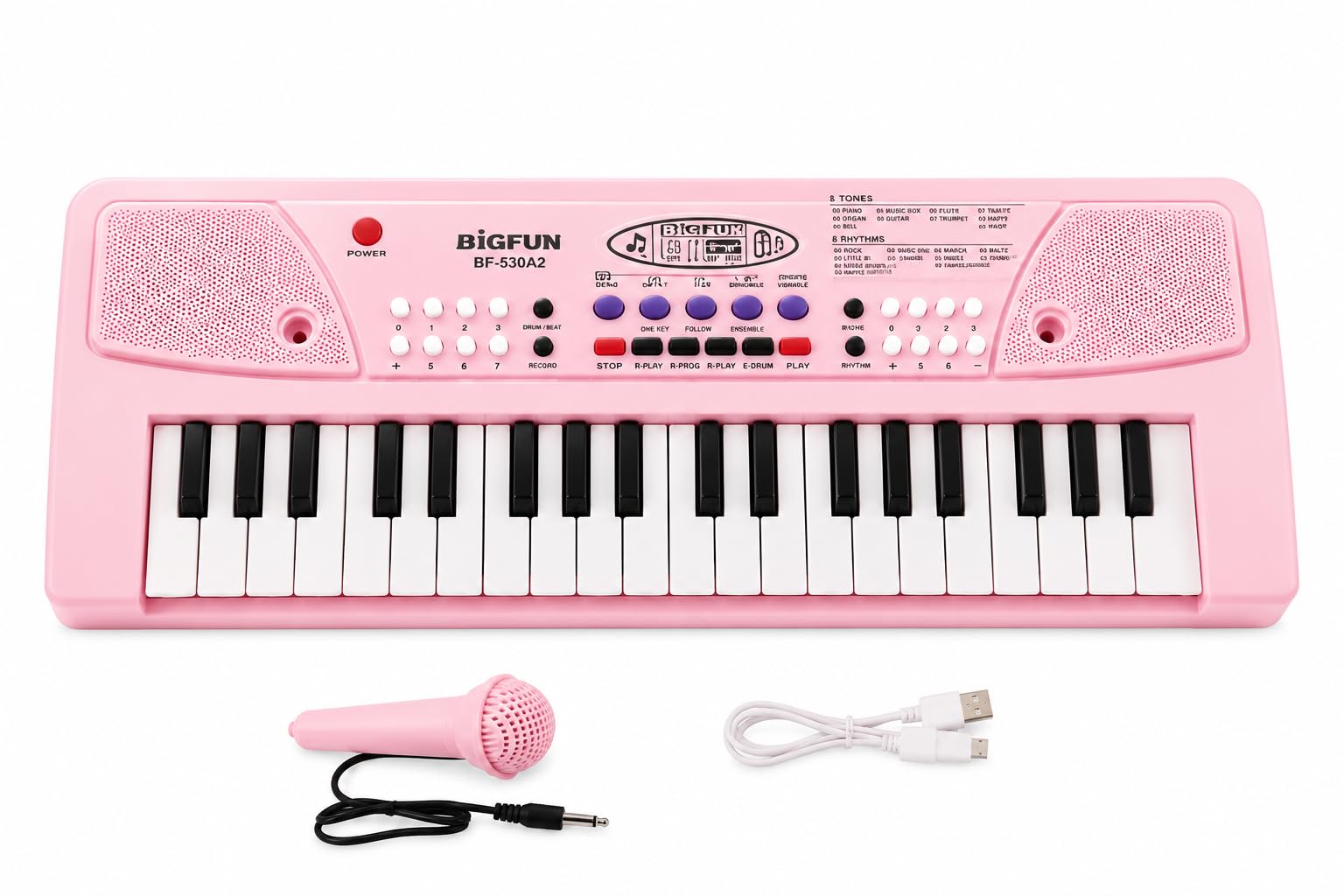 Braintastic Kids Piano Keyboard with Microphone, 37 Keys, 8 Rhythms, 8 Tones with 6 in-Built Demos & Song Recording Feature for Boys & Girls (Pink)