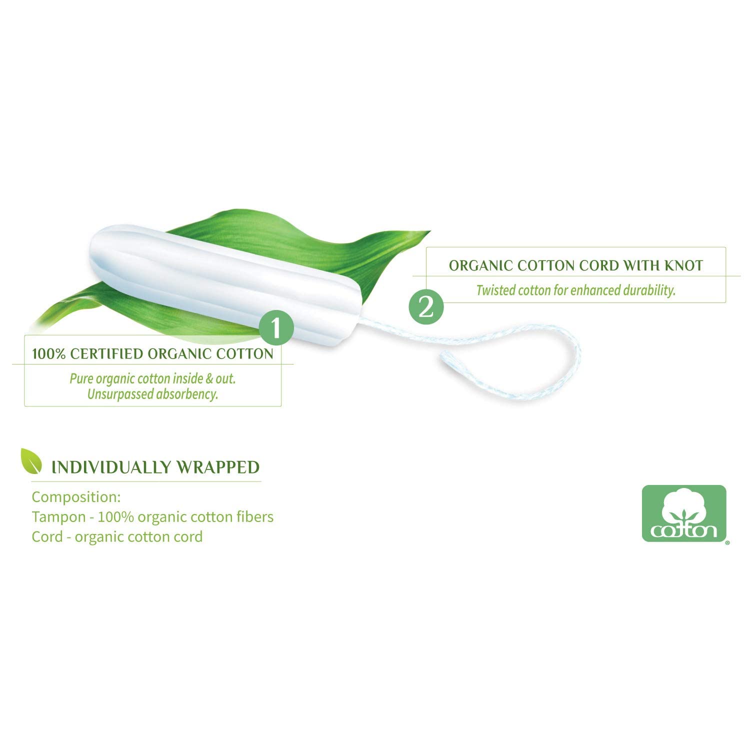 Organyc 100% Certified Organic Cotton Tampons, No Applicator, Free from Chlorine, Perfumes, Rayon, and Chemicals, Regular + Super, (32 Count)