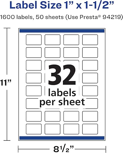 Miniatura 10 de Avery Etiquetas rectangulares impermeables duraderas con alimentación segura 1 x 15 pulgadas 800 etiquetas impermeables resistentes al aceite y al