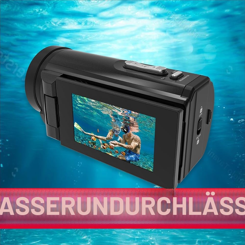 Agfa Camcorder Realimove Cc4000 Black | Wasserdicht, 3-Zoll-Touchscreen, 18-facher Digitalzoom, Video 2.7K, Foto 24 MP, Fernbedienung, LED, Lithiumbatterie