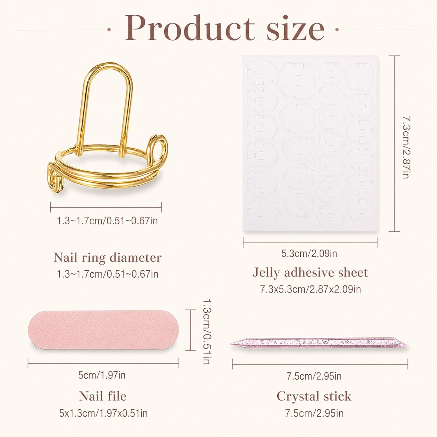 20 Pcs Nail Rings with Adhesive Tabs for Press On Nails Art Decoration