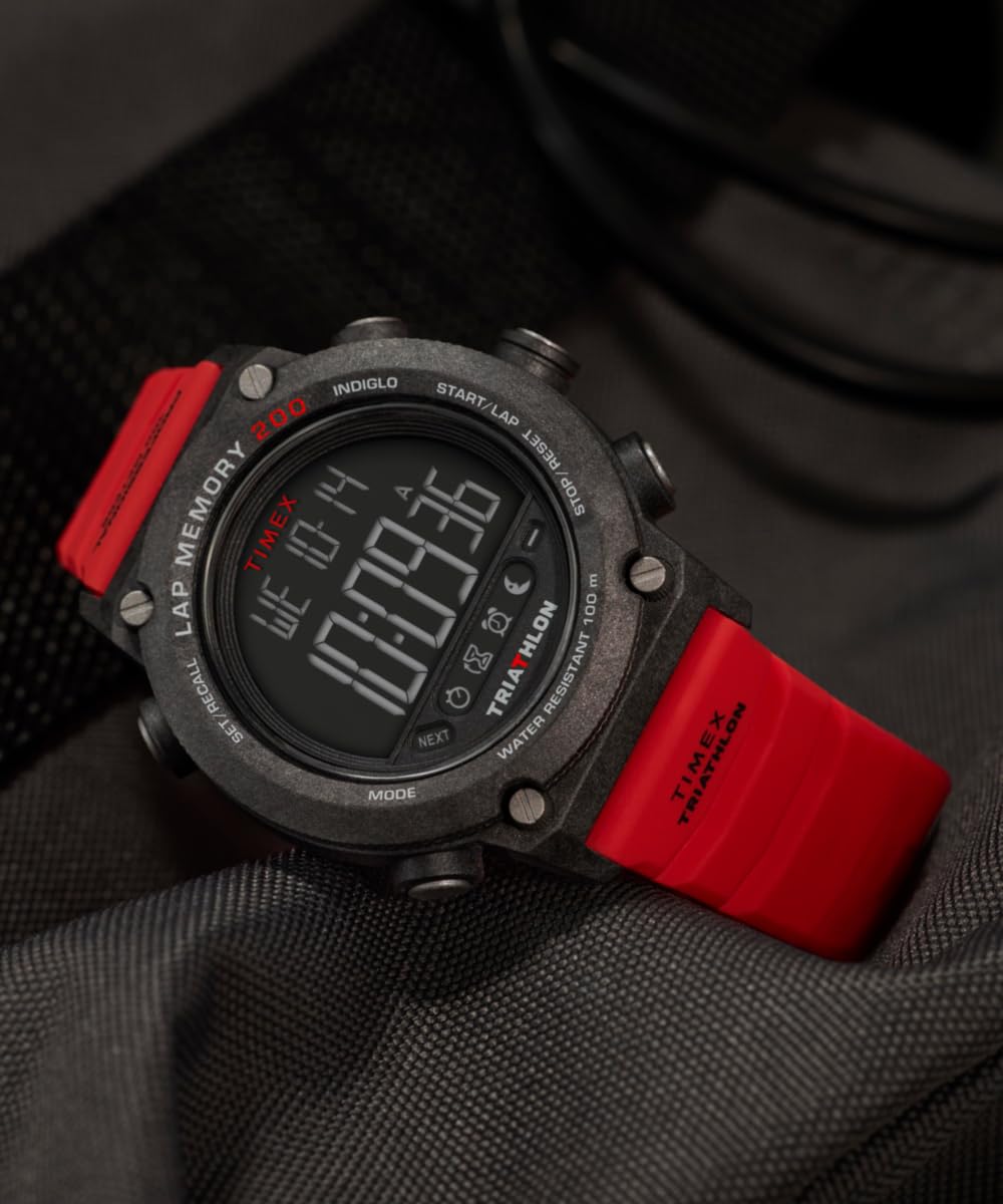 Timex Triathlon 200 Lap TW5M66900 - Orologio da Uomo da 44 mm, cinturino in Silicone Nero Con Display Digital
