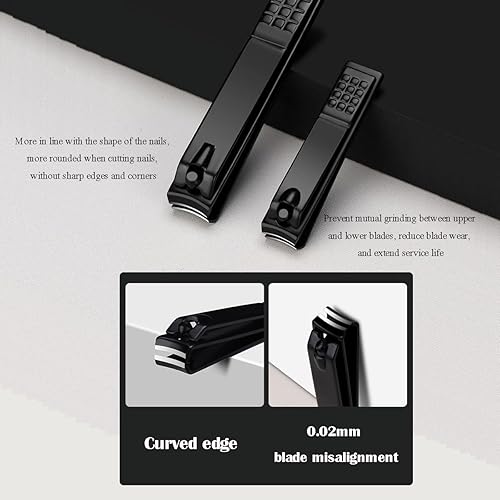 Miniatura 3 de Juego de 9 piezas de cortaúñas para dedos de los pies, negro para mujeres y hombres, uñas gruesas y duras, kit de aseo de uñas, exfoliación y