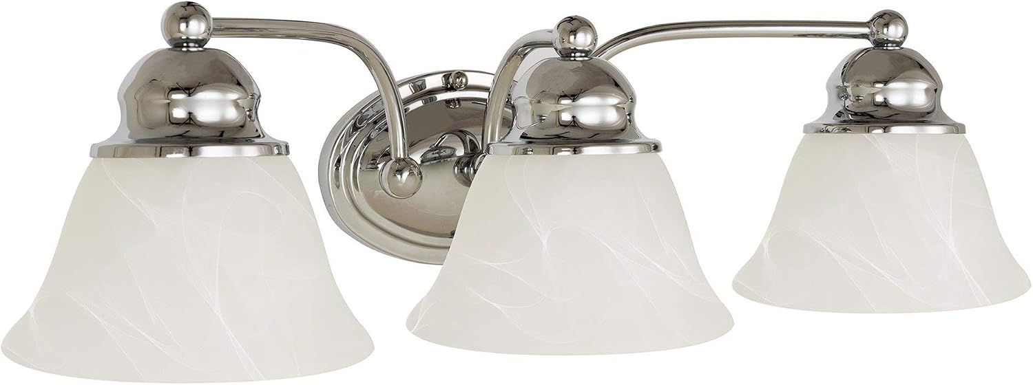 Kira Home Carlisle 20" 3-Light Vanity/Bathroom Light with Alabaster Glass, Polished Chrome