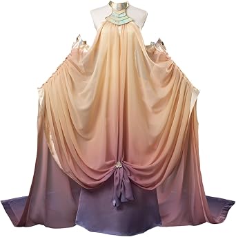 CosFantasy Womens Cosplay Costume Dress Gown Gradient Chiffon Satin Dress Halloween Outfit