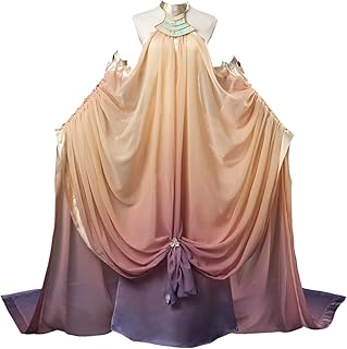 Women's Cosplay Costume Dress Gown Gradient Chiffon Satin Dress Halloween Outfit