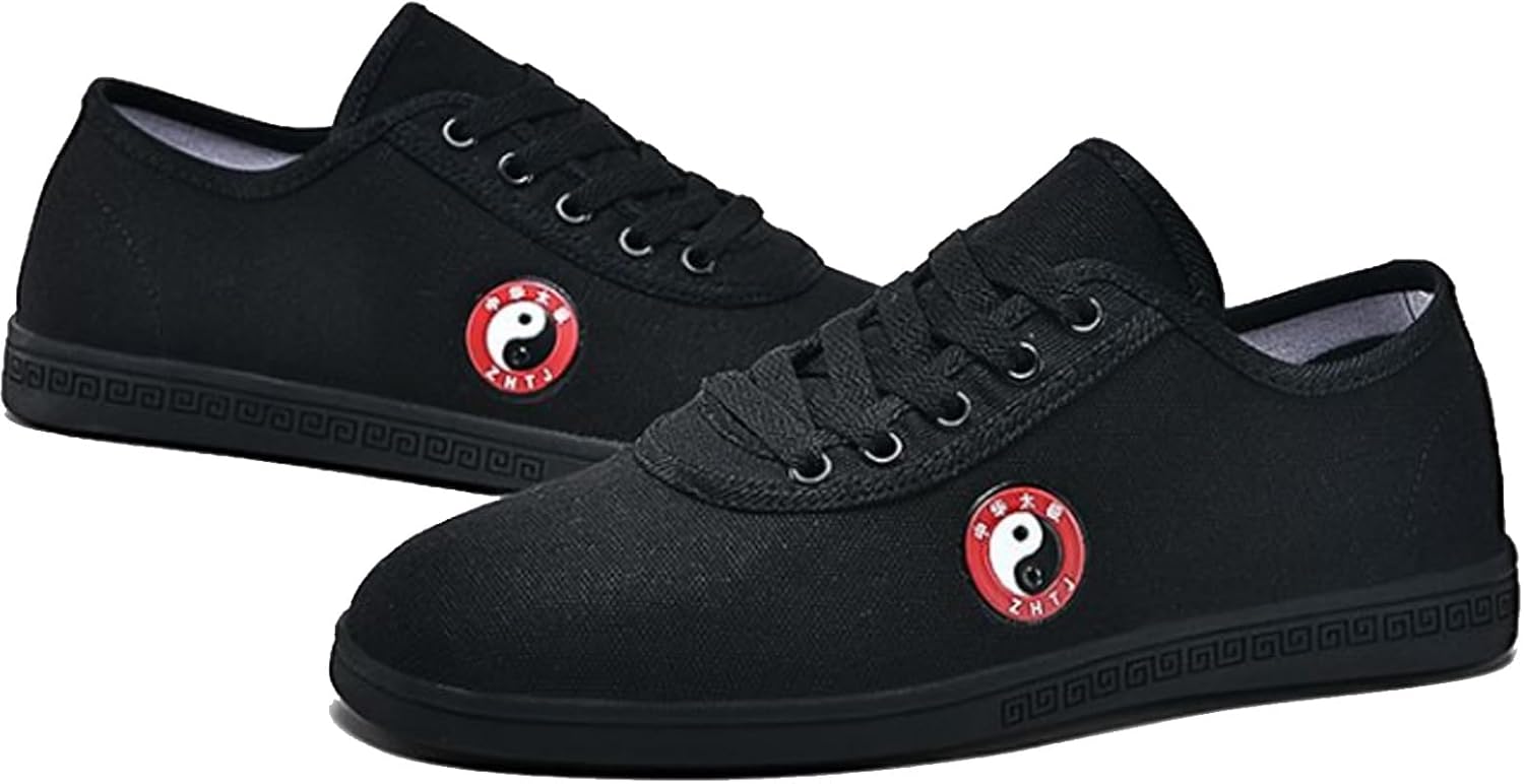 Women's Martial Art Kung fu Tai chi Anti-Slip Sole Canvas Shoes Boxing Taekwondo Karate Sneakers Shoes Cross Training Taiji Kong Fu Walking Shoes for Women Men (Size:35EU,Color:Black)