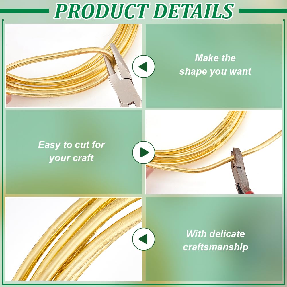 BENECREAT 9.84 Feet Solid Brass Wire, 6 Gauge Round Soft Brass Wire for Jewelry Making Craft Gem Wrapping