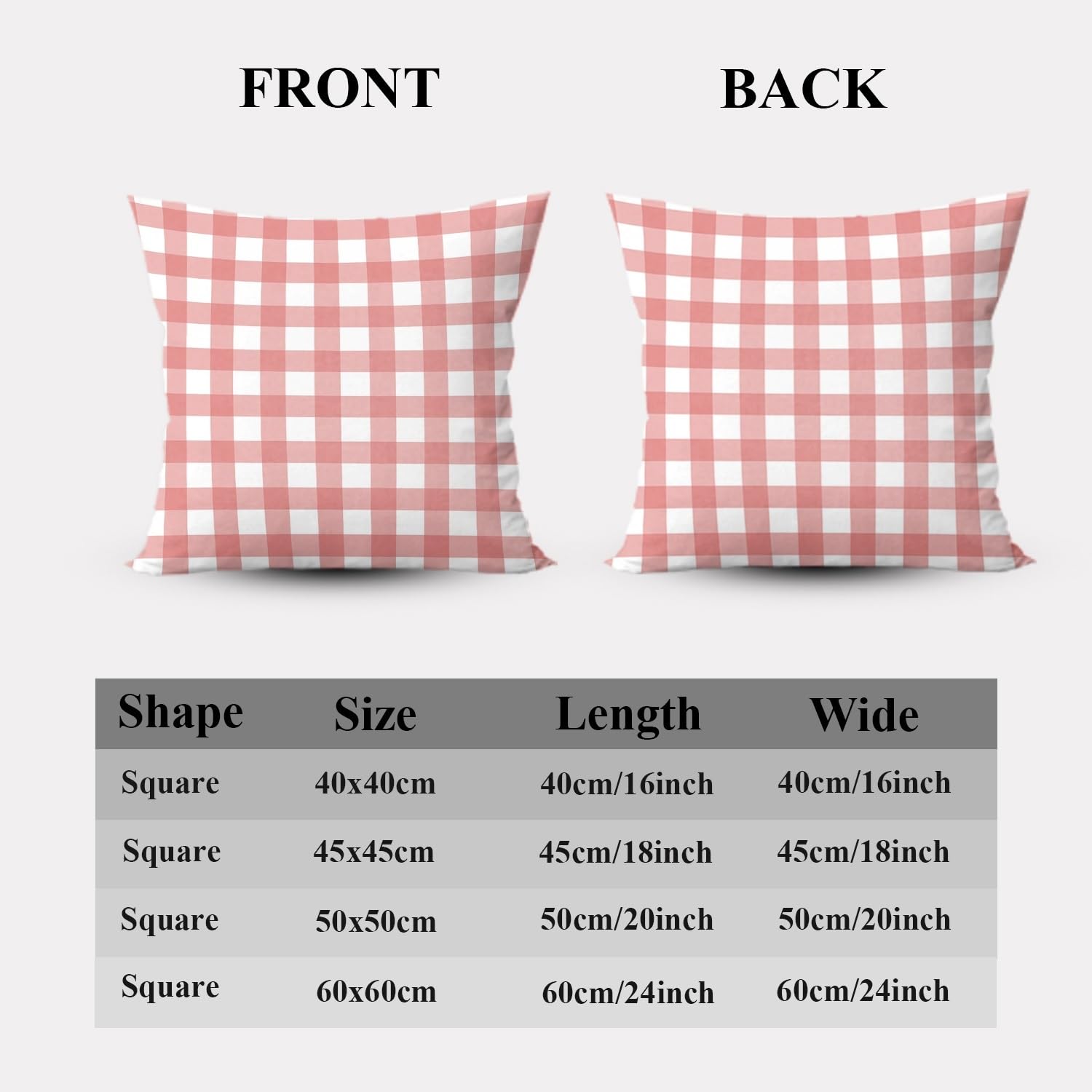 Home Essential - Set di 2 federe per cuscino a quadretti, traspiranti, resistenti alle pieghe, in lino, per decorare la casa, 45 x 45 cm, colore: rosso