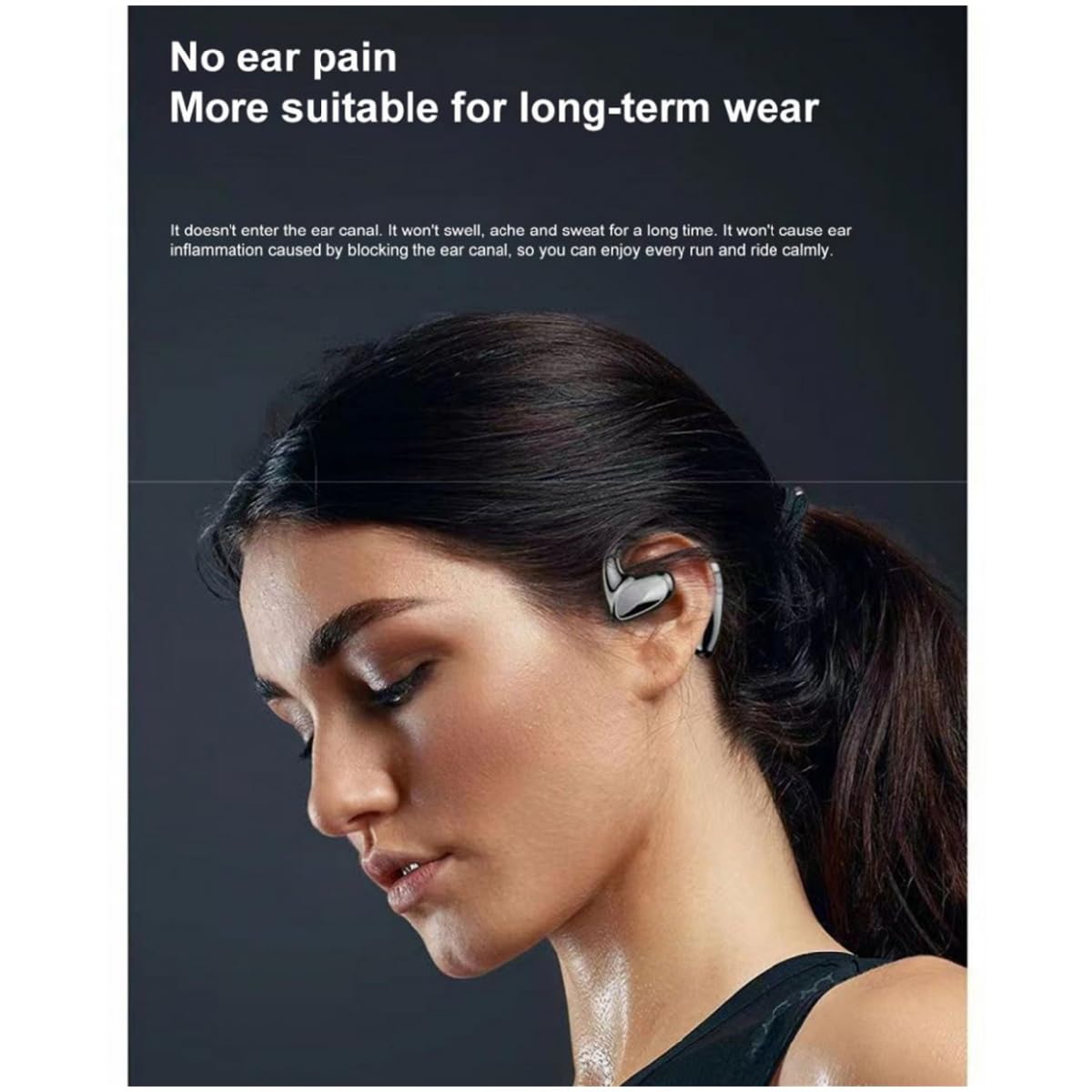 Bezprzewodowe słuchawki TWS z przewodnictwem kostnym - dotykowe słuchawki Bluetooth z mikrofonem i etui ładującym, redukcja szumów, słuchawki do biegania/roweru/wędrówek, niebieskie