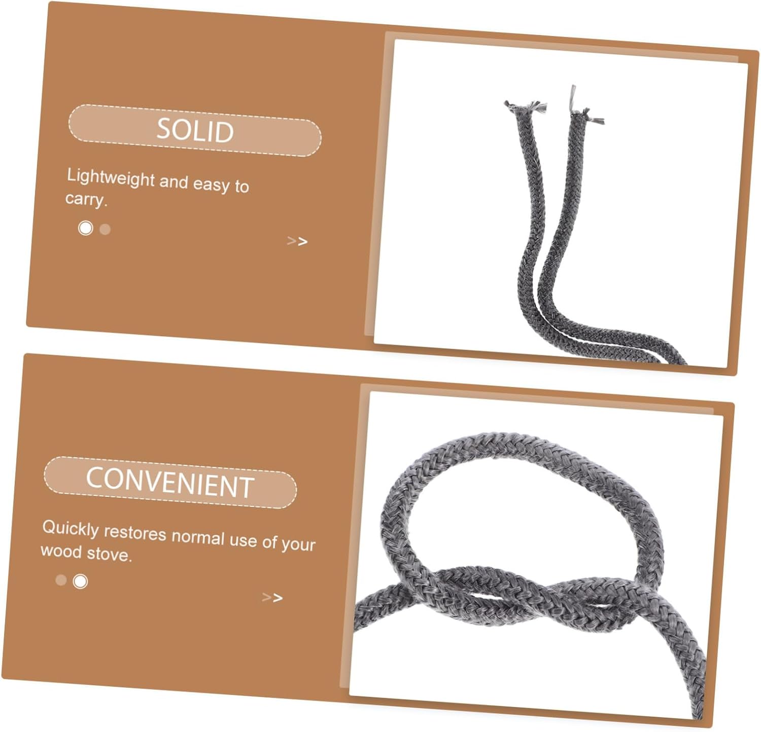 2.2M Graphite Impregnated Fiberglass Rope Seal for Stove Doors and Pellet Stove Hatches Easy Installation Exceptional Heat Resistance