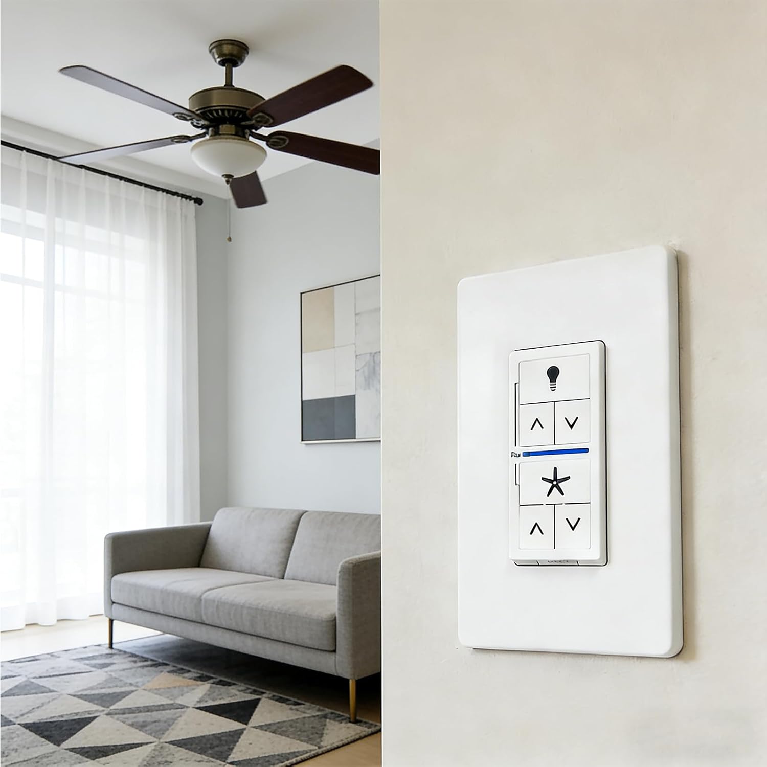Universal Ceiling Fan Wall Control with Receiver Kit Replacement for Hunter, Casablanca, Hampton Bay, Harbor Breeze, 4- Speeds & Full Range Light Dimmer, with Magnetic Detachable Handheld Remote