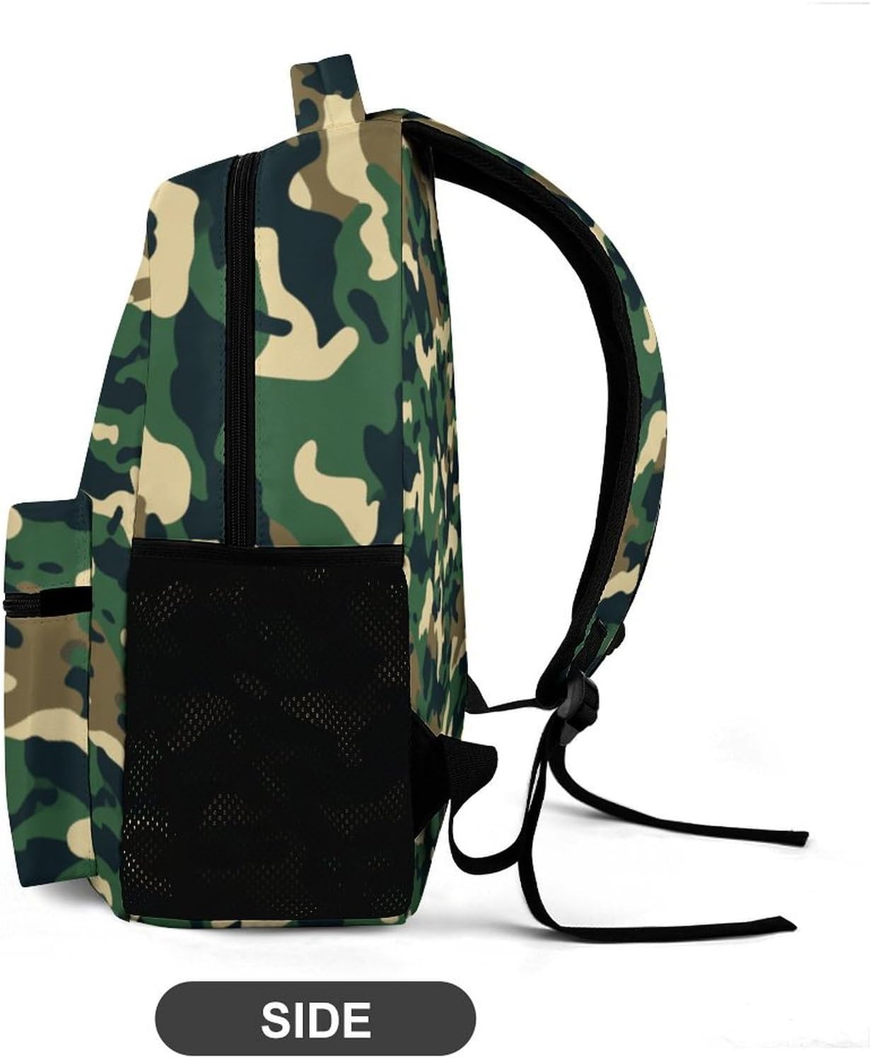 Green Camo Camouflage Personalized Backpack with Name Waterproof School Bag for Birthday Holiday Gift for Travel Office Work