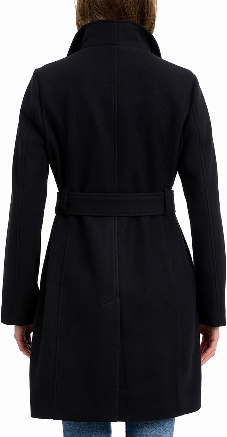 Michael Kors womens Faux Wool Wrap Coat With Belt, Long Winter Coats for Women - Image 4