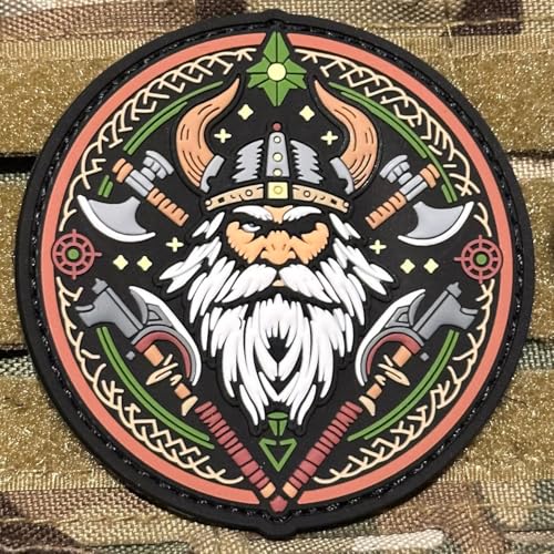 Écusson DIEU VIKING ODIN Patch Tactique PVC 3D Militaire avec Hook&Loop | Emblème pour Sacs à Dos, Airsoft, Aventure PTCH-ODIN