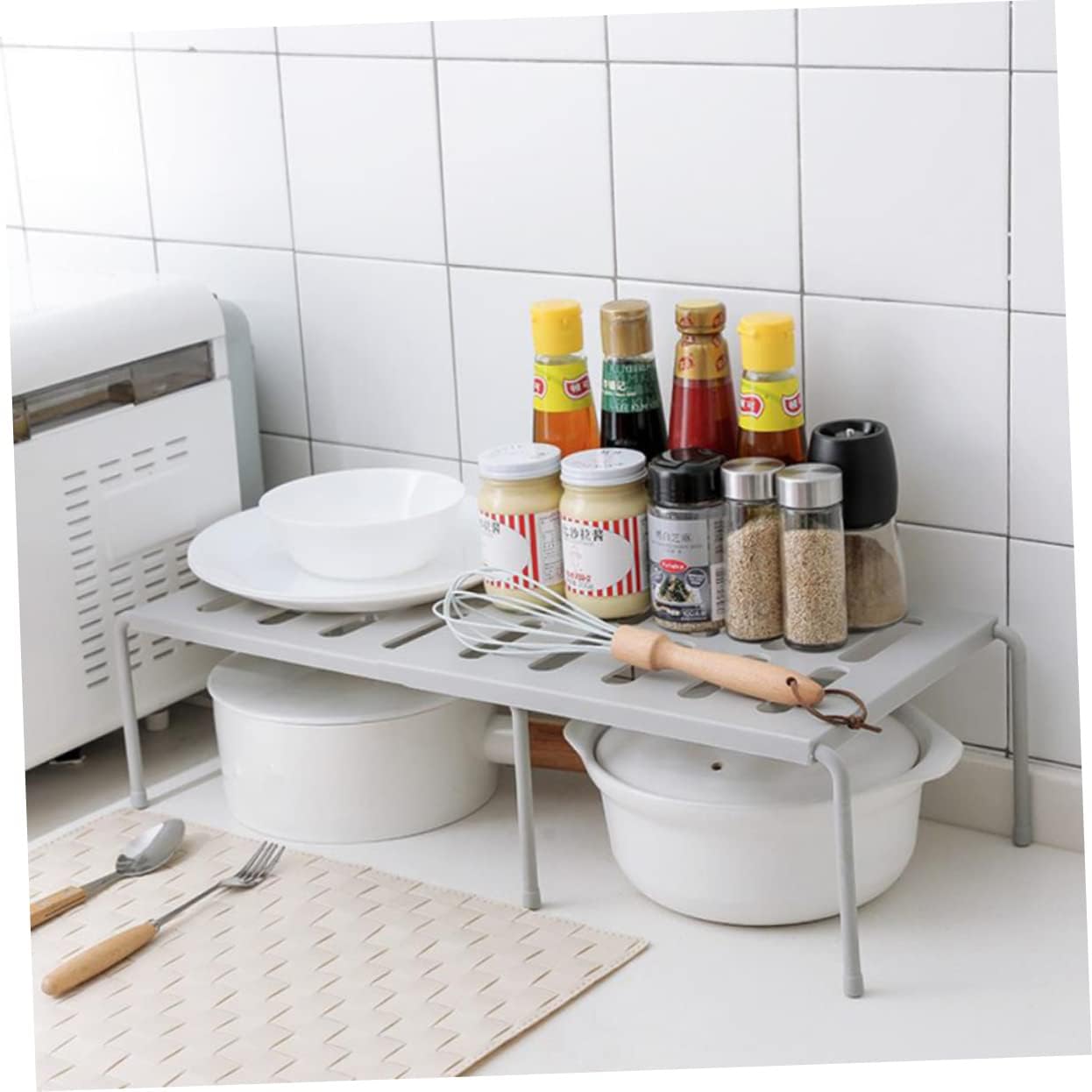 2pcs Space-Saving Layered Shoe Rack Plastic Storage Organizer for Home Kitchen and Grey for Clutter Living Spaces