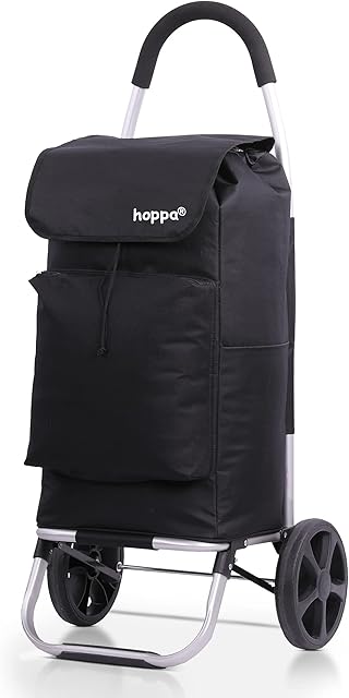 Hoppa Fully Insulated Lightweight 2023 Model 2 Wheeled Huge 51Litre Capacity Shopping Trolley Bag 95cm, 2.6kg Black