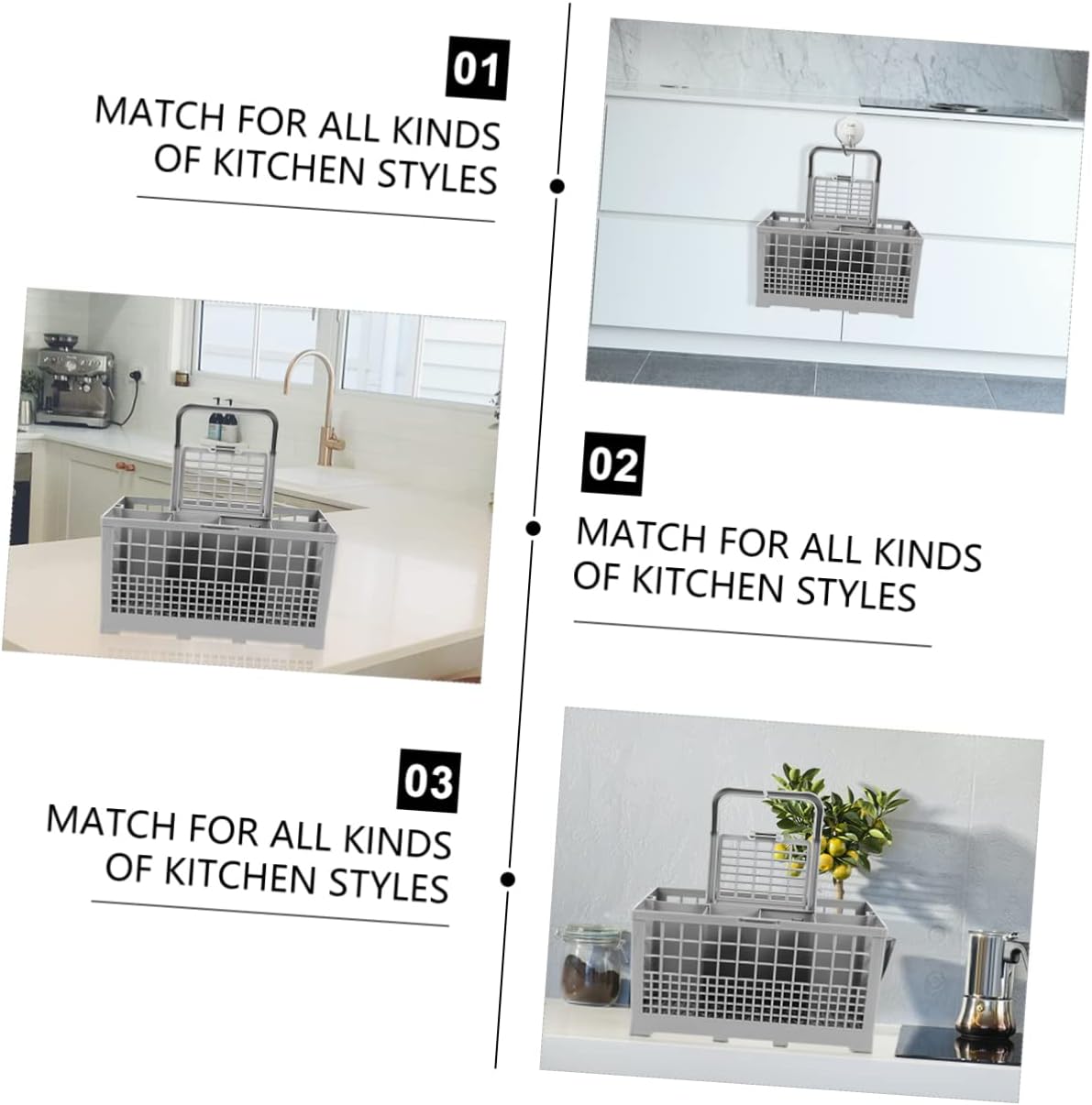 Dishwasher Silverware Holder Drain Basket Cutlery Storage Box Multi-functional Drain Rack for Kitchen