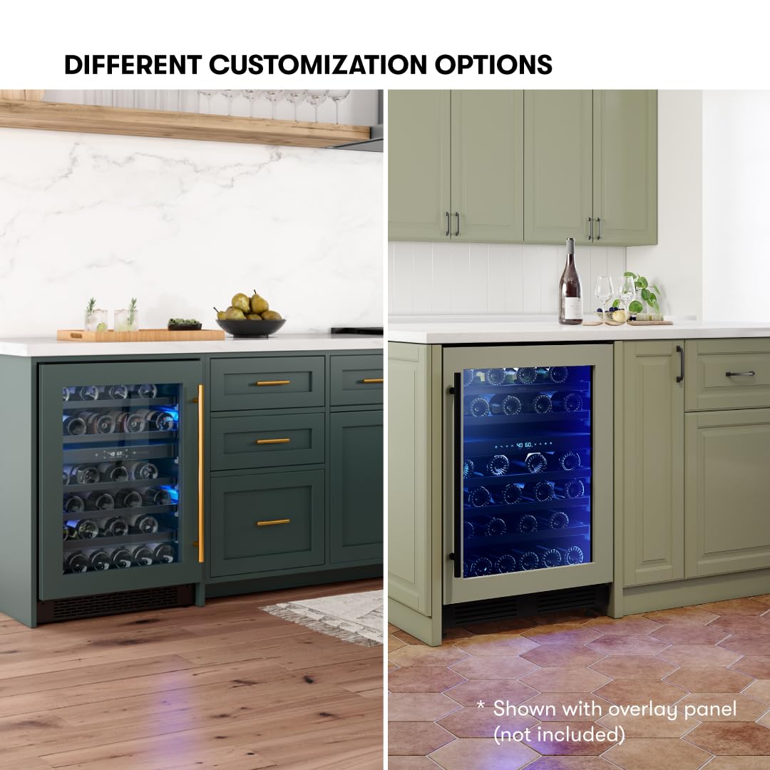 Zephyr Presrv 24 Inch Wine Fridge Dual Zone Panel Ready Under Counter - Wine Cooler Cellars Small Cabinet Wine Refrigerator Home Bar Chiller Freestanding ENERGY Star certified, 45 Bottles