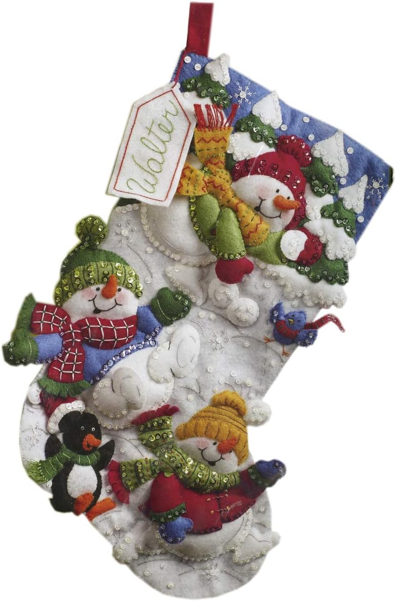 Bucilla Snow Fun Snowman Stocking Felt Applique Kit 18" Long